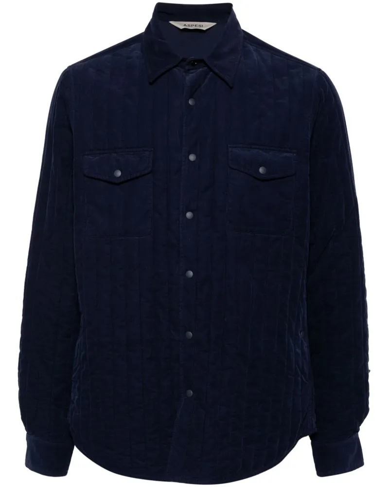 ASPESI Wattierte Hemdjacke aus Samt - Blau Blau