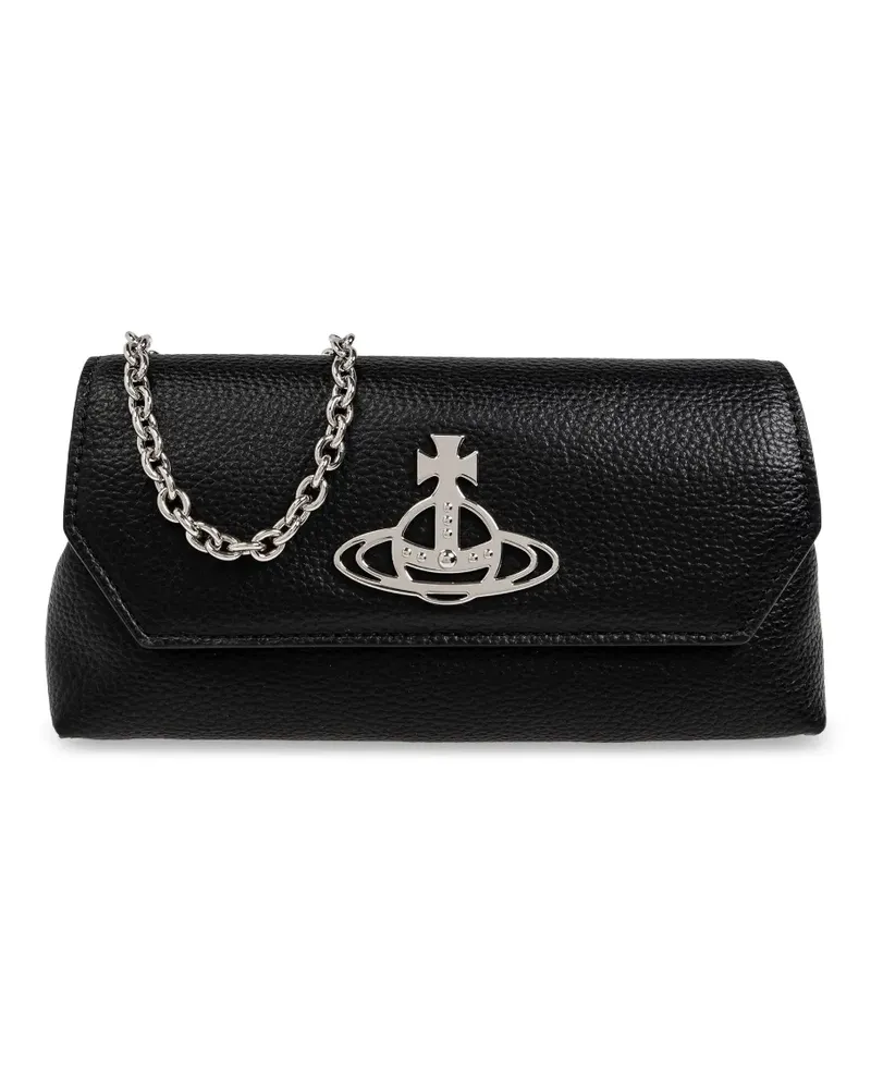 Vivienne Westwood Clutch mit Logo-Schild - Schwarz Schwarz