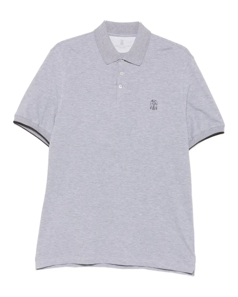 Brunello Cucinelli logo-embroidered piqué Polo shirt - Grau Grau