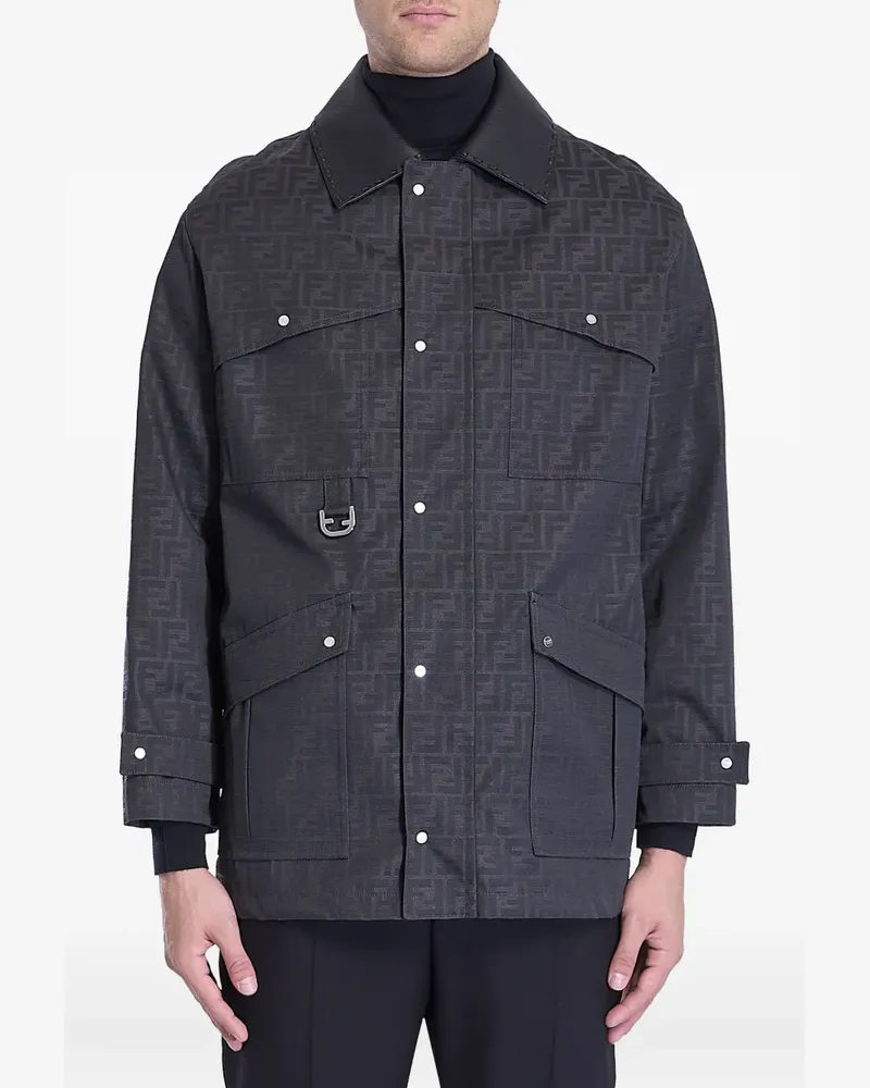 Fendi Lederjacke mit FF-Muster - Braun Braun