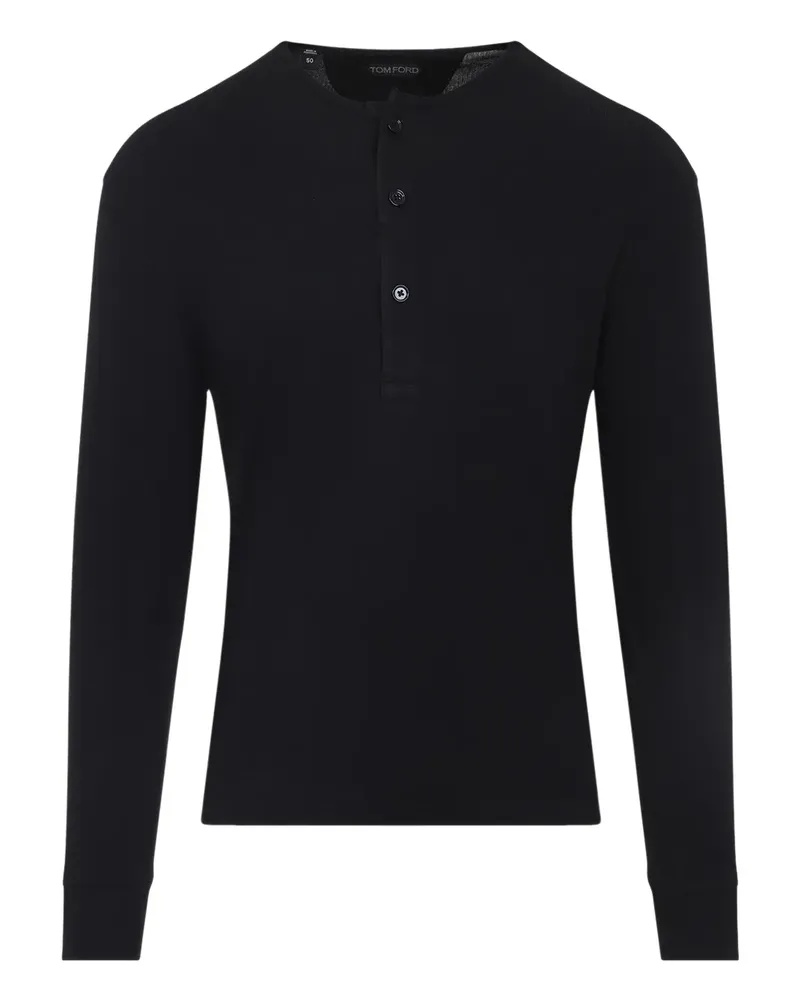 Tom Ford Klassisches Henley-Hemd - Schwarz Schwarz
