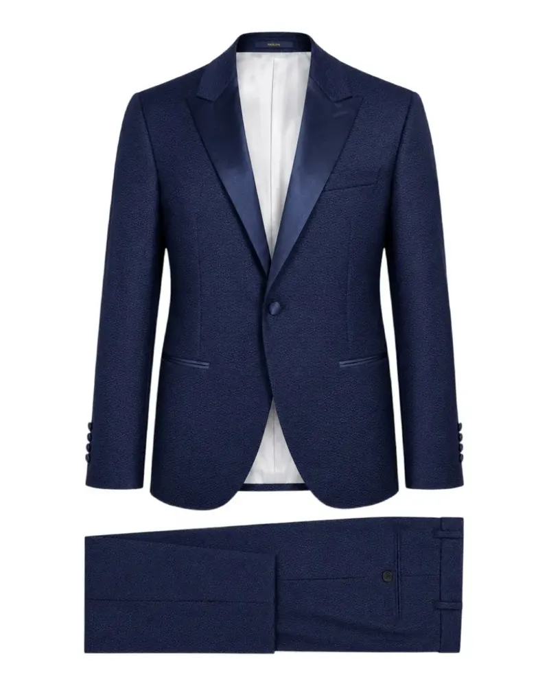 PAOLONI jacquard-woven peak-lapel suit - Blau Blau