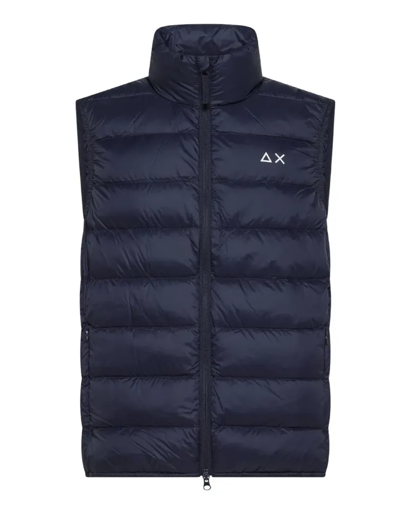 Sun68 logo-embroidered puffer gilet - Blau Blau