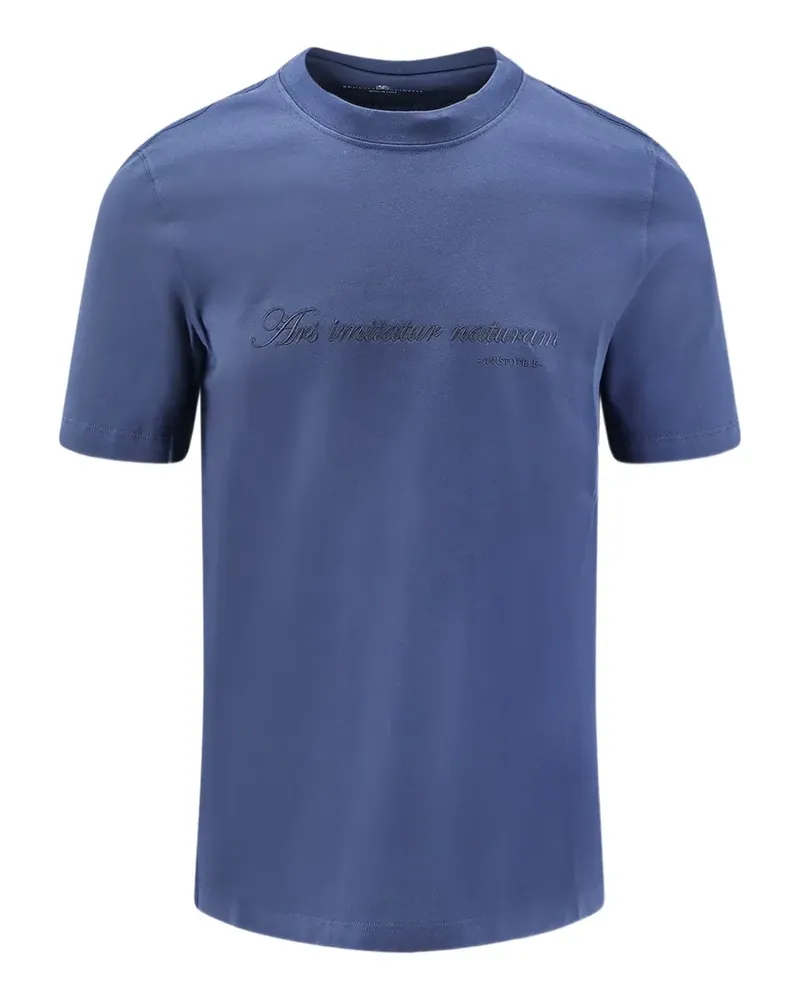 Brunello Cucinelli embroidered crew-neck T-shirt - Blau Blau