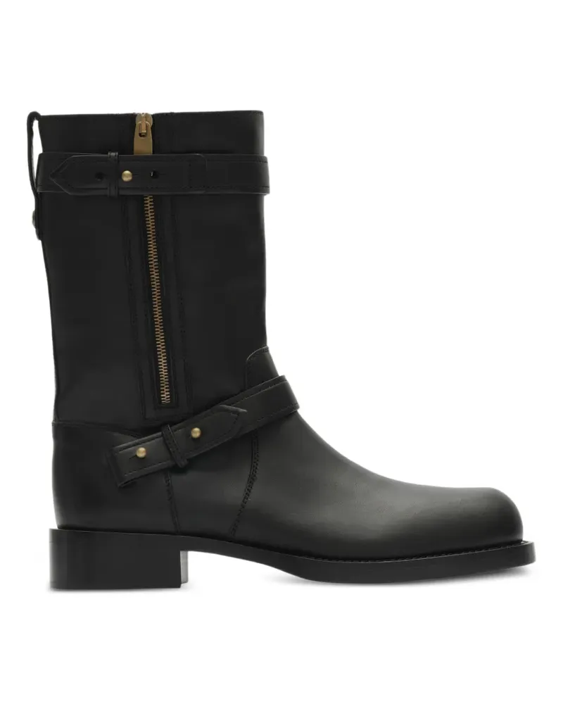 Burberry Kent Bikerstiefel aus Leder - Schwarz Schwarz
