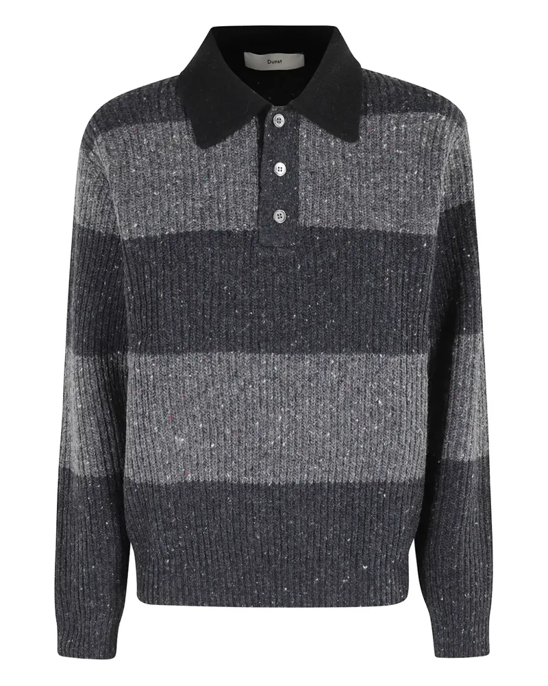 Dunst Chunky Rugby striped polo-collar sweater - Grau Grau