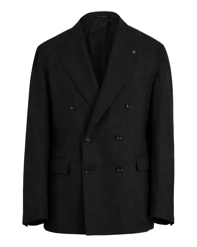 Tagliatore double-breasted linen blazer - Schwarz Schwarz