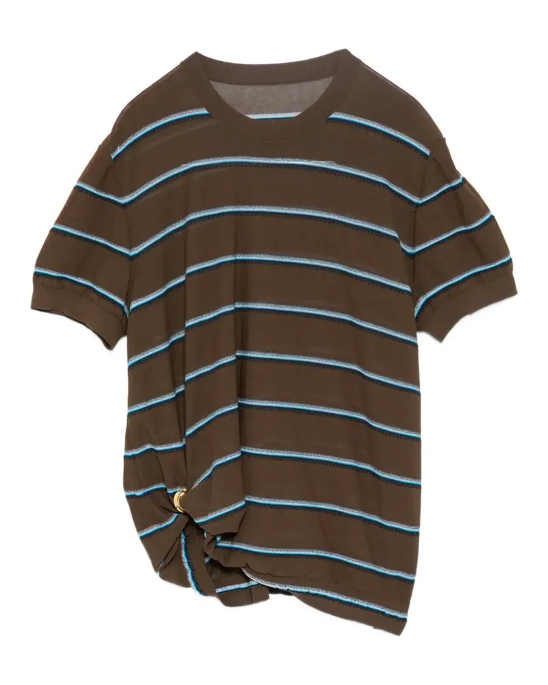 JNBY Gestreiftes Strickoberteil mit Schnallendetail - Braun Braun