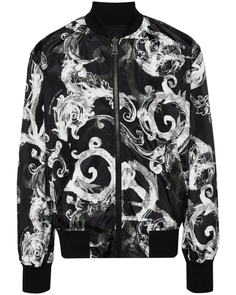 Versace Jeans Wendbare Jacke mit Barocco-Print Schwarz