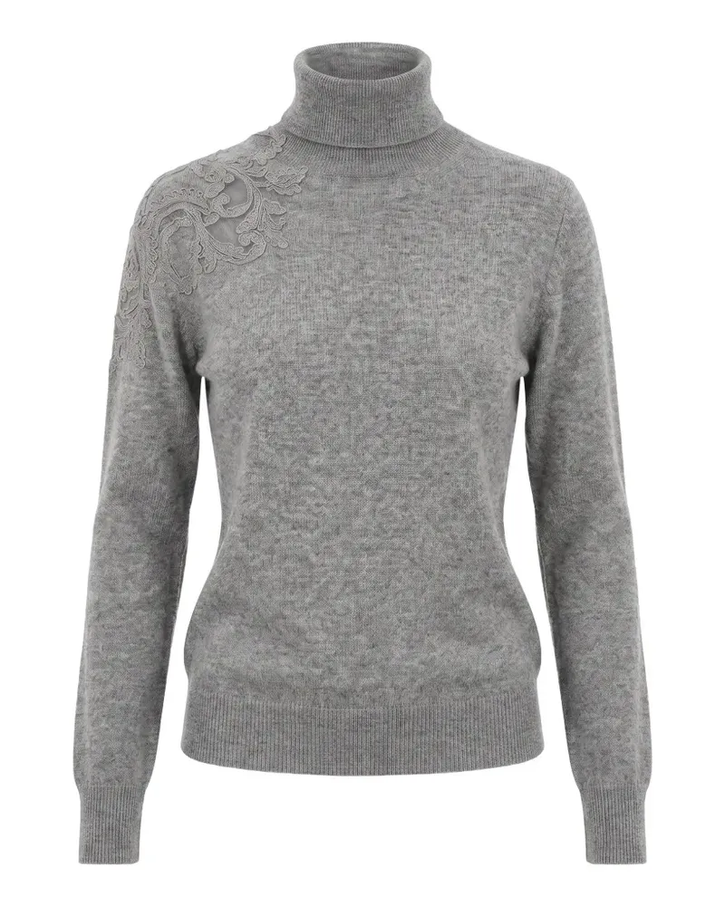Ermanno Scervino Rollkragenpullover mit Spitzenbesatz - Grau Grau