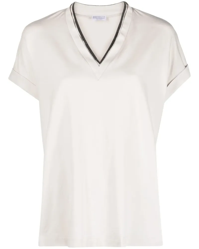 Brunello Cucinelli T-Shirt mit Monili-Kette - Nude Nude
