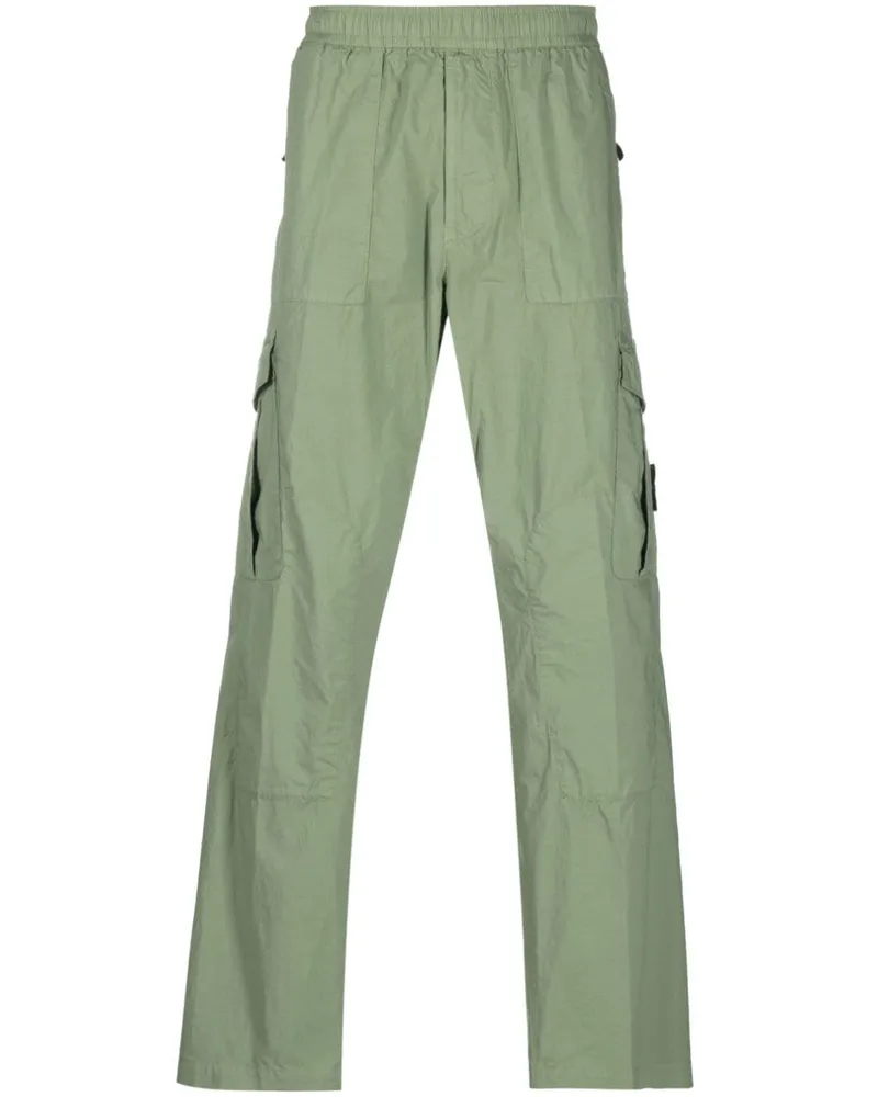 Stone Island Gerade Hose mit Logo-Patch - Grün Grün