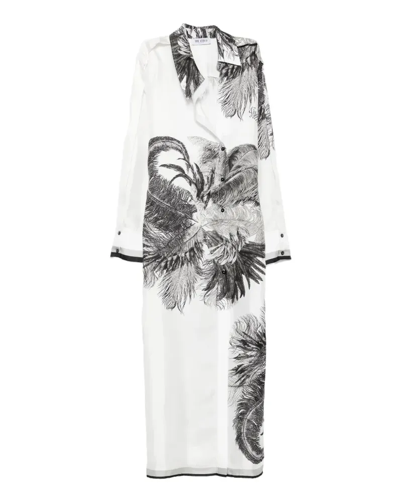 ATTICO Hemdkleid mit Feder-Print - Weiß Weiß