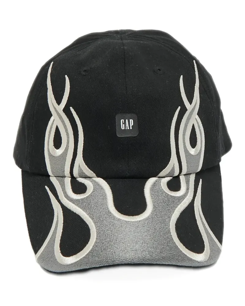 adidas x Gap x Balenciaga Baseballkappe mit Flammenstickerei - Schwarz Schwarz