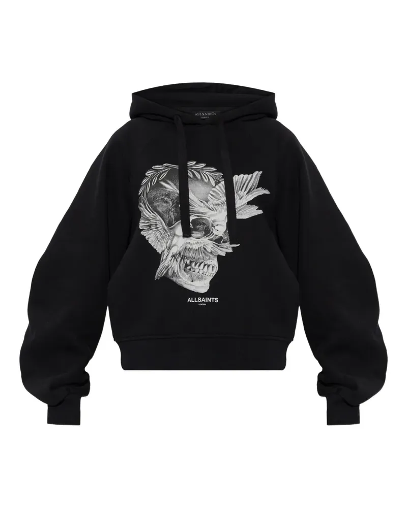 AllSaints Mysterie Hoodie mit grafischem Print - Schwarz Schwarz