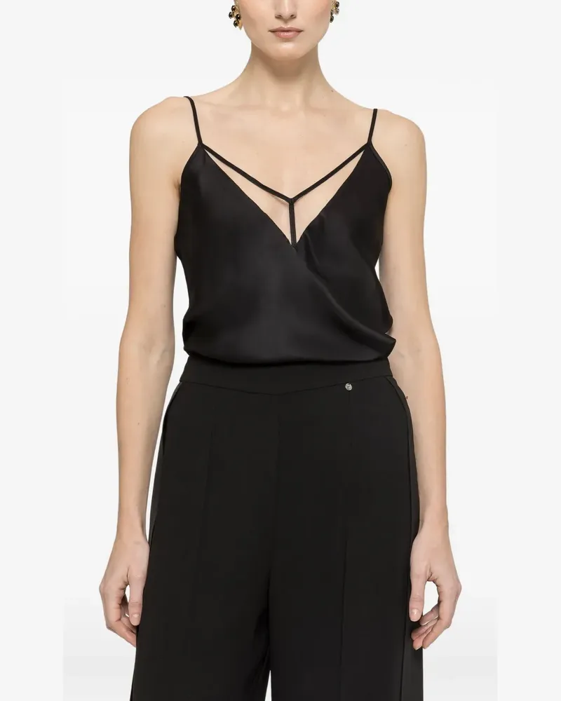 NISSA tulle insert top - Schwarz Schwarz