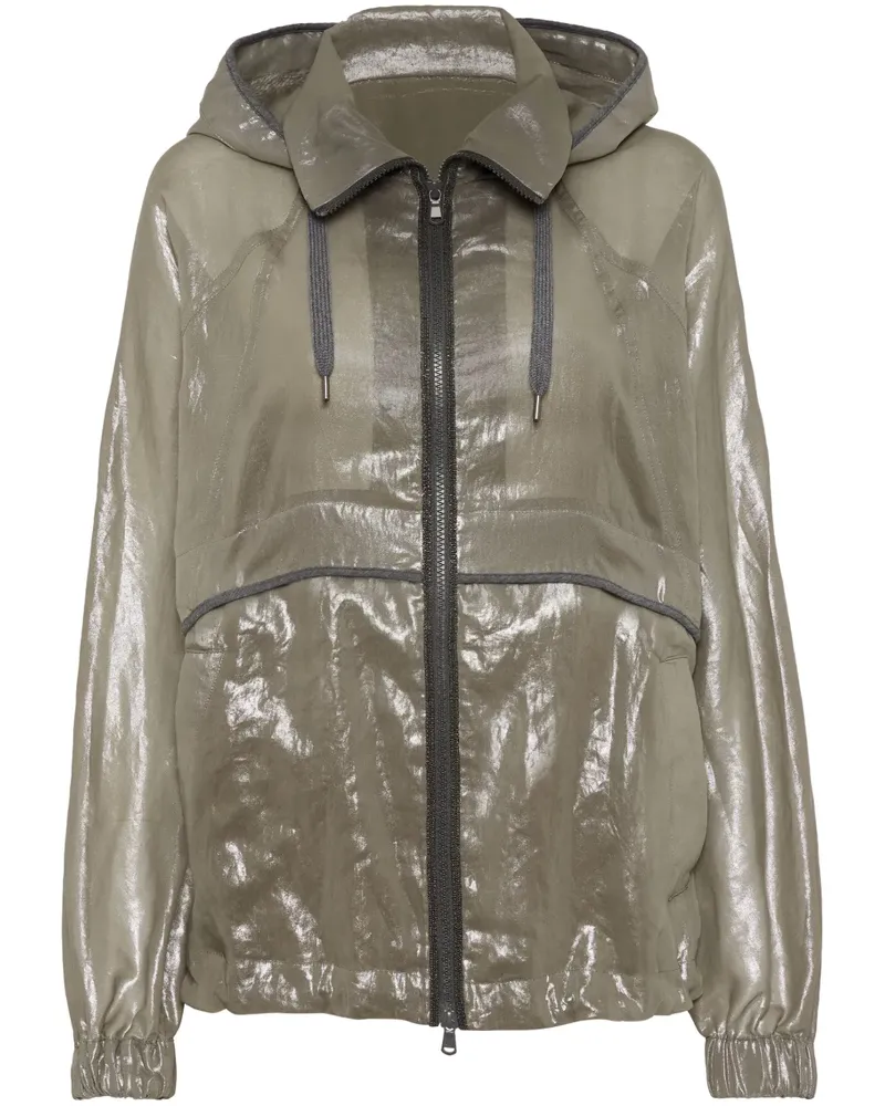Brunello Cucinelli Sportjacke im Metallic-Look - Braun Braun