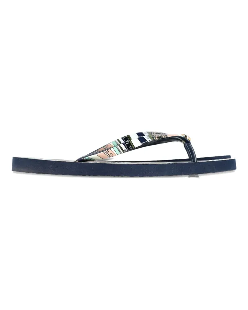 Tory Burch printed-strap flip flops - Blau Blau