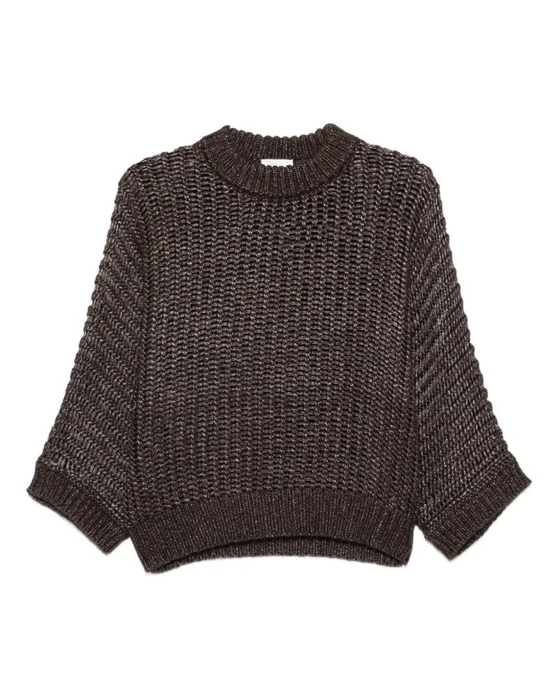 Peserico Lochstrick-Pullover im Metallic-Look - Braun Braun