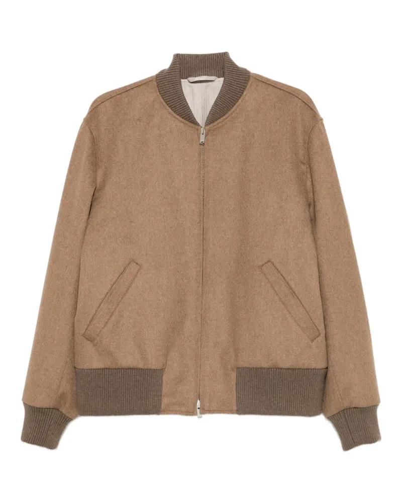 LARDINI ribbed-trim zip-fastening jacket - Braun Braun