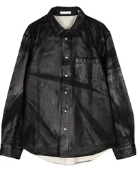 Helmut Lang Jeans-Hemdjacke mit Metallic-Print Schwarz