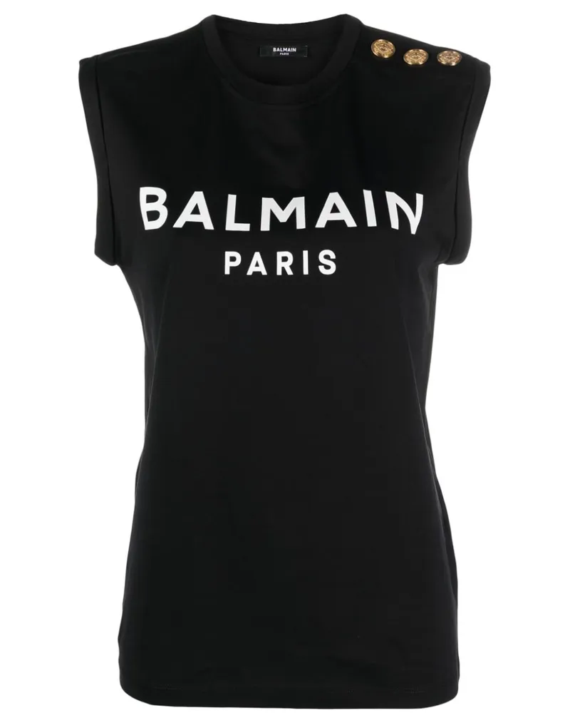 Balmain Trägershirt mit Logo-Print - Schwarz Schwarz