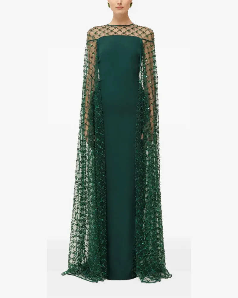 NISSA sequin tulle cape maxi dress - Grün Grün