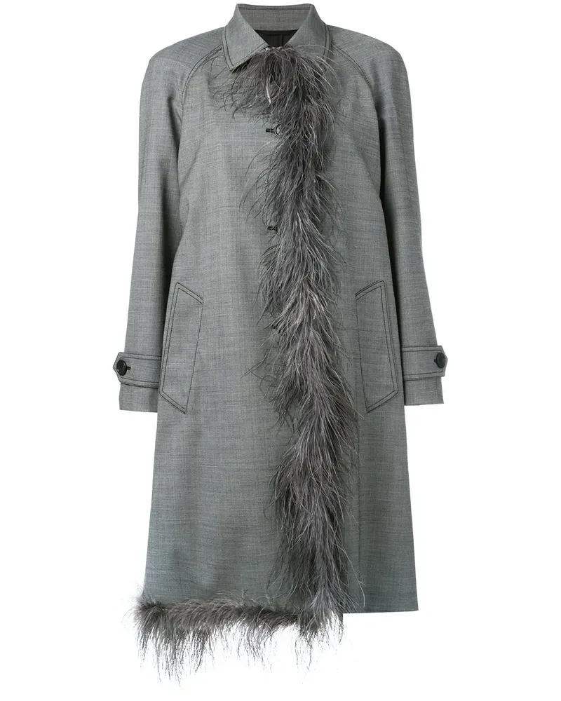 Prada Mantel mit Pelzbesatz - Grau Grau