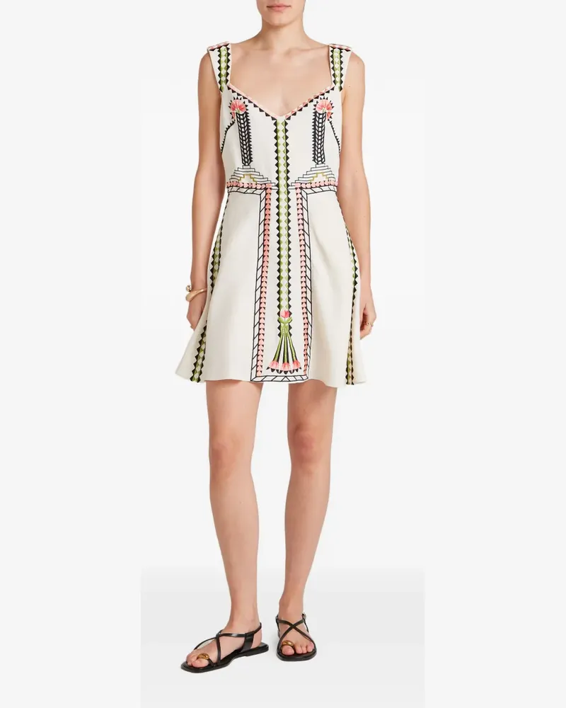 Temperley London Avalon embroidered linen dress - Nude Nude