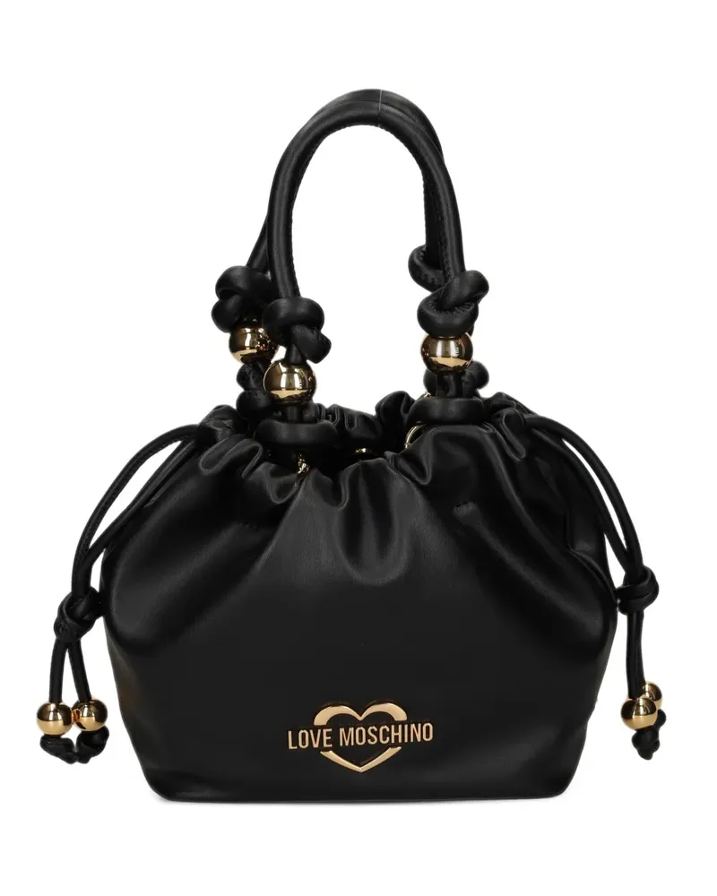 Moschino Geknotete Beuteltasche mit Logoplakette - Schwarz Schwarz