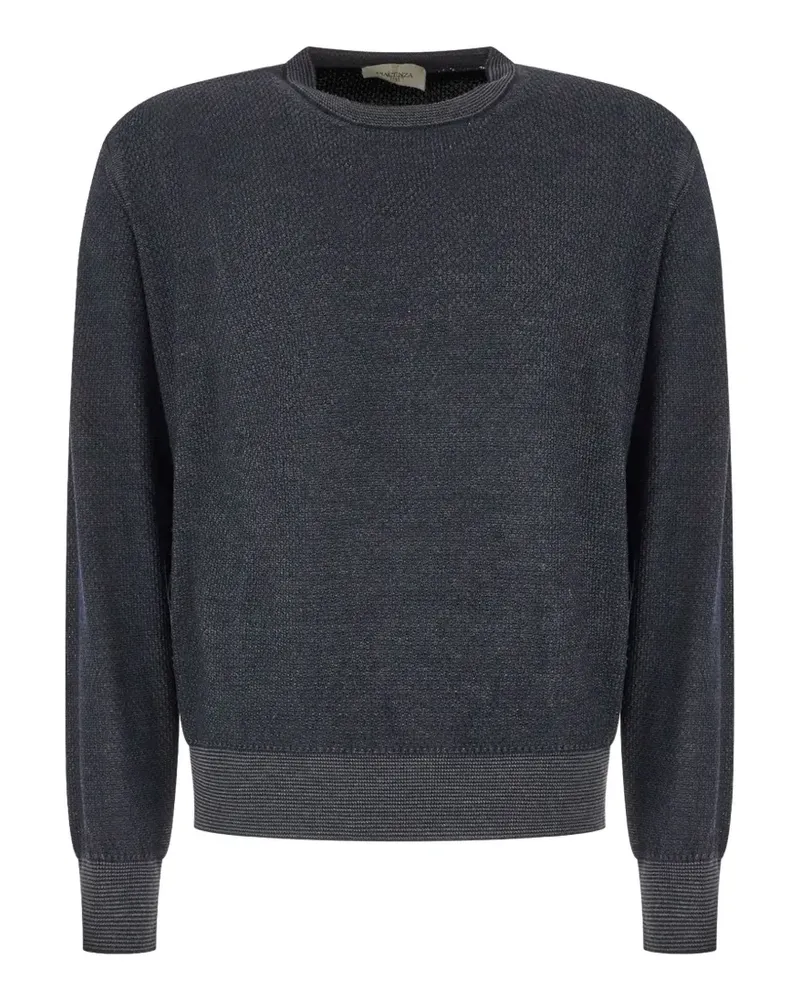 Piacenza Cashmere Feinstrick-Pullover mit geripptem Besatz - Blau Blau