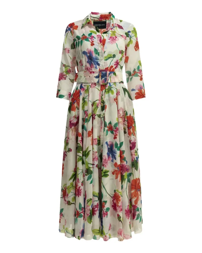 Samantha Sung floral-print belted dress - Weiß Weiß
