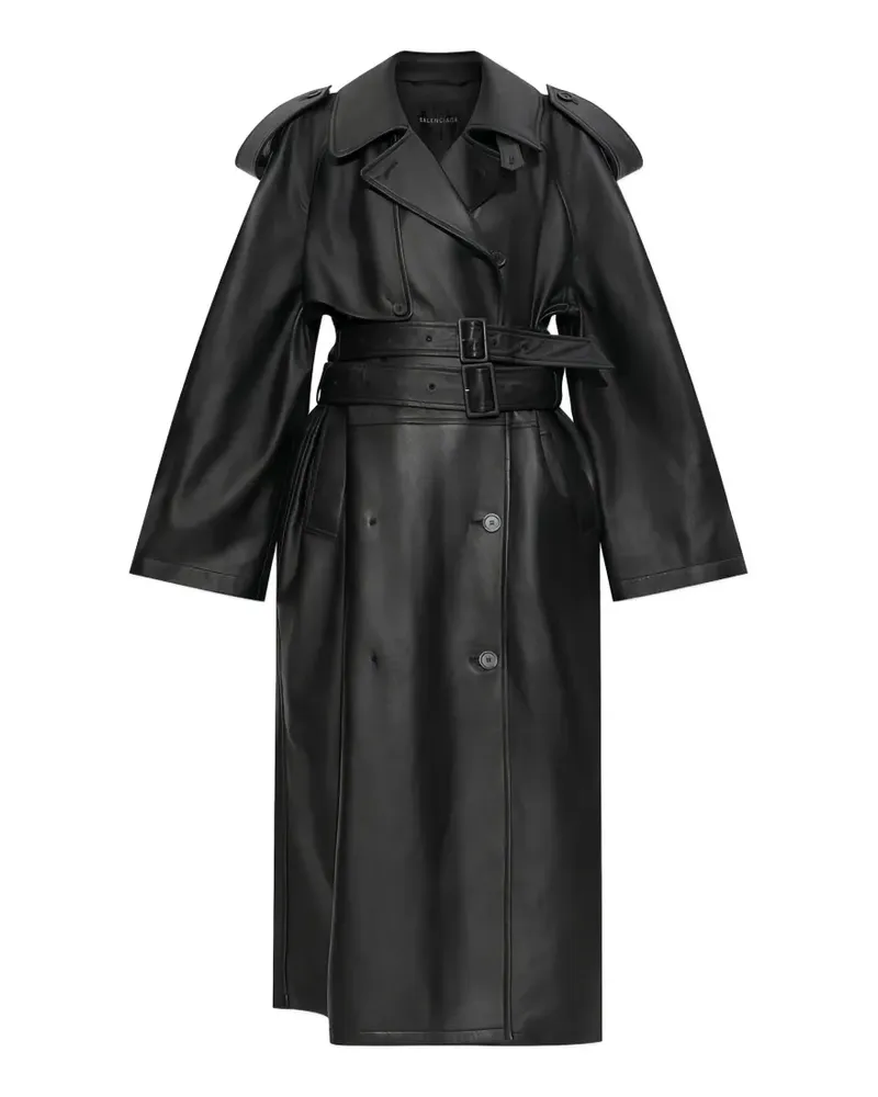 Balenciaga Trenchcoat aus Leder - Schwarz Schwarz