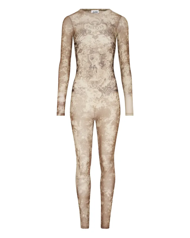 Jean Paul Gaultier Médaillon Jumpsuit aus Mesh - Nude Nude