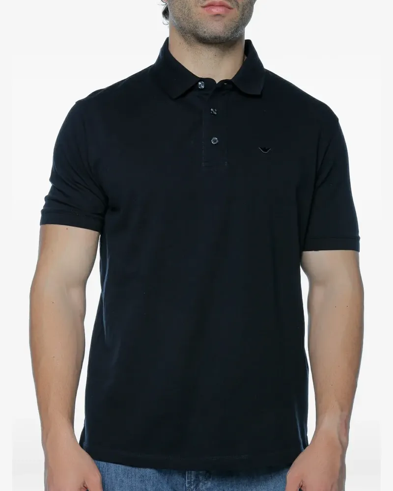 Emporio Armani logo-plaque short-sleeve polo shirt - Blau Blau