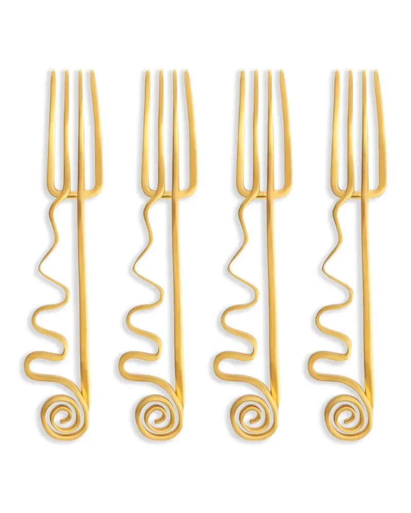 L’OBJET Tortengabeln mit Spiraldesign - Gold Gold