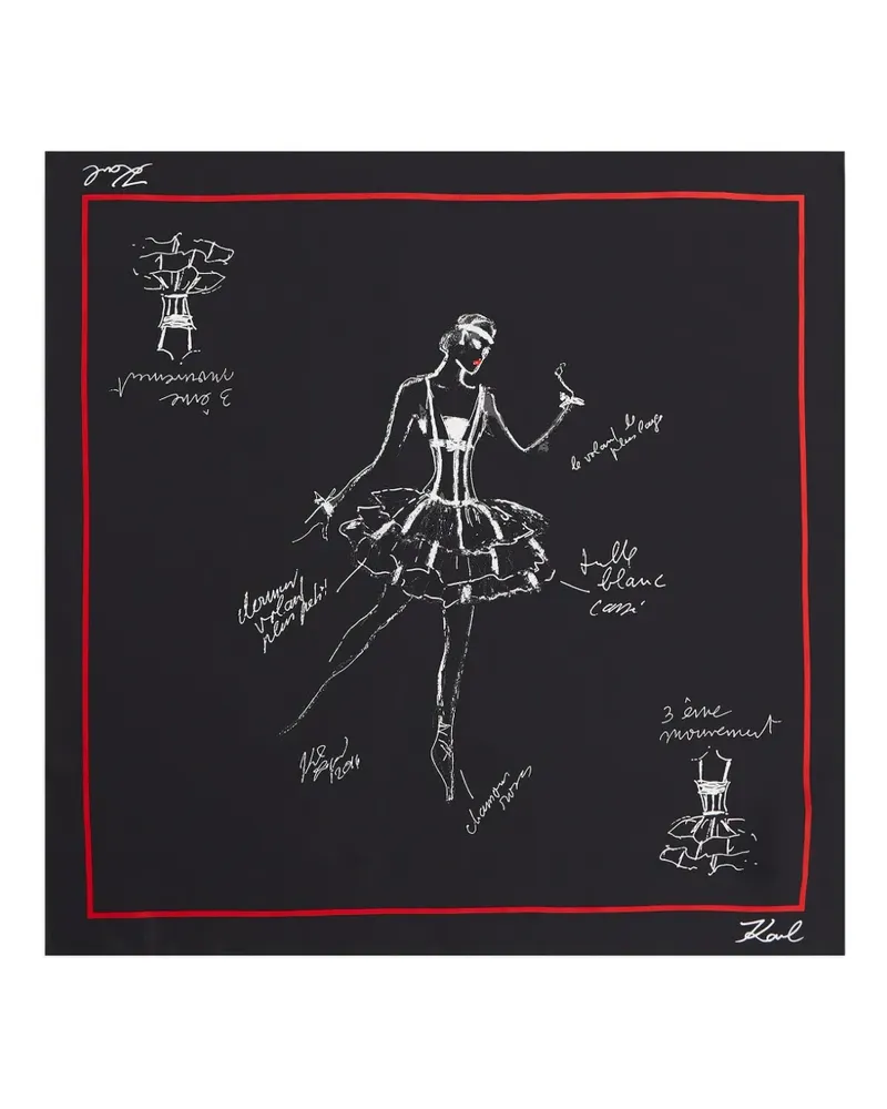 Karl Lagerfeld K/Ballet Seidenschal - Schwarz Schwarz
