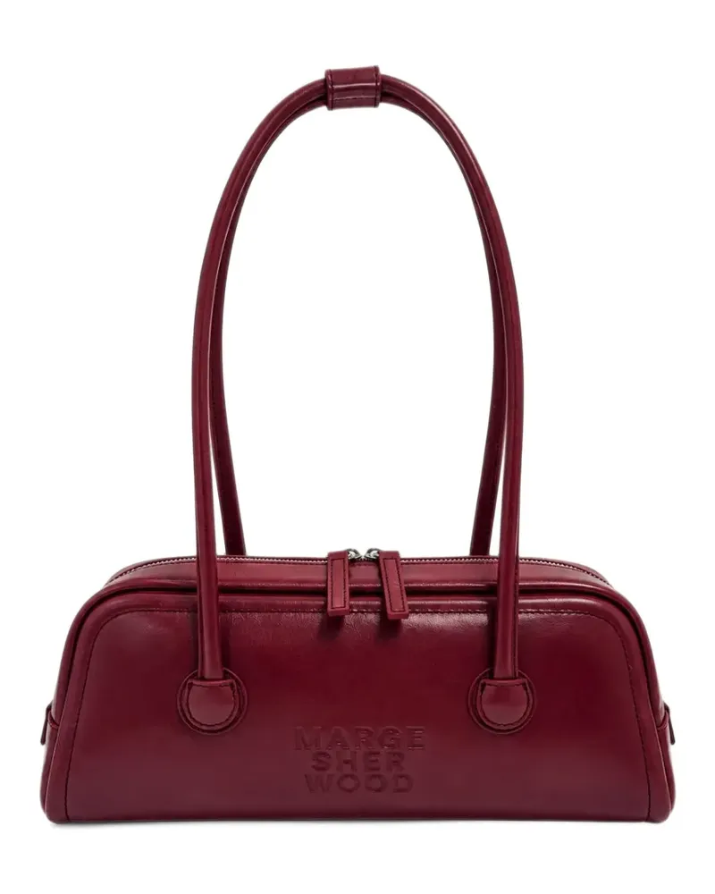 Marge Sherwood Soft Boston Schultertasche aus Leder mit Logo-Prägung - Rot Rot