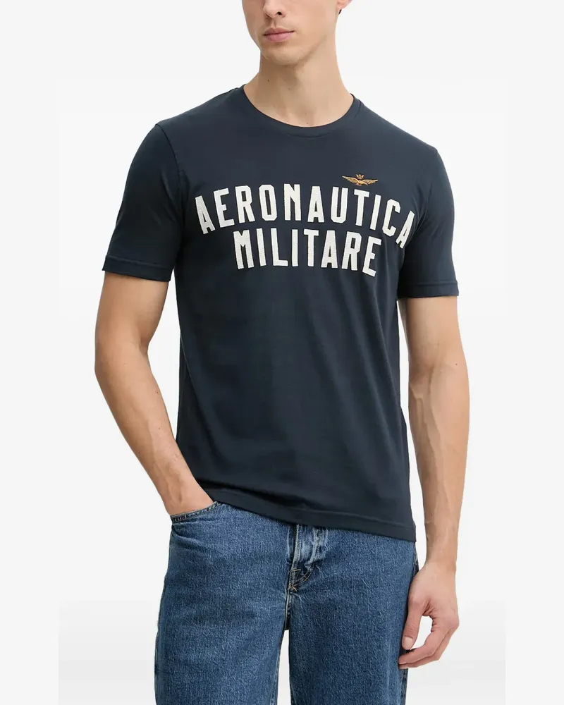 Aeronautica Militare T-Shirt mit Logo-Print - Blau Blau