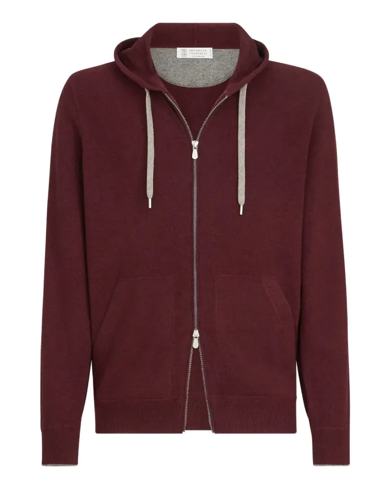 Brunello Cucinelli Hoodie aus Kaschmir mit Reißverschluss - Rot Rot