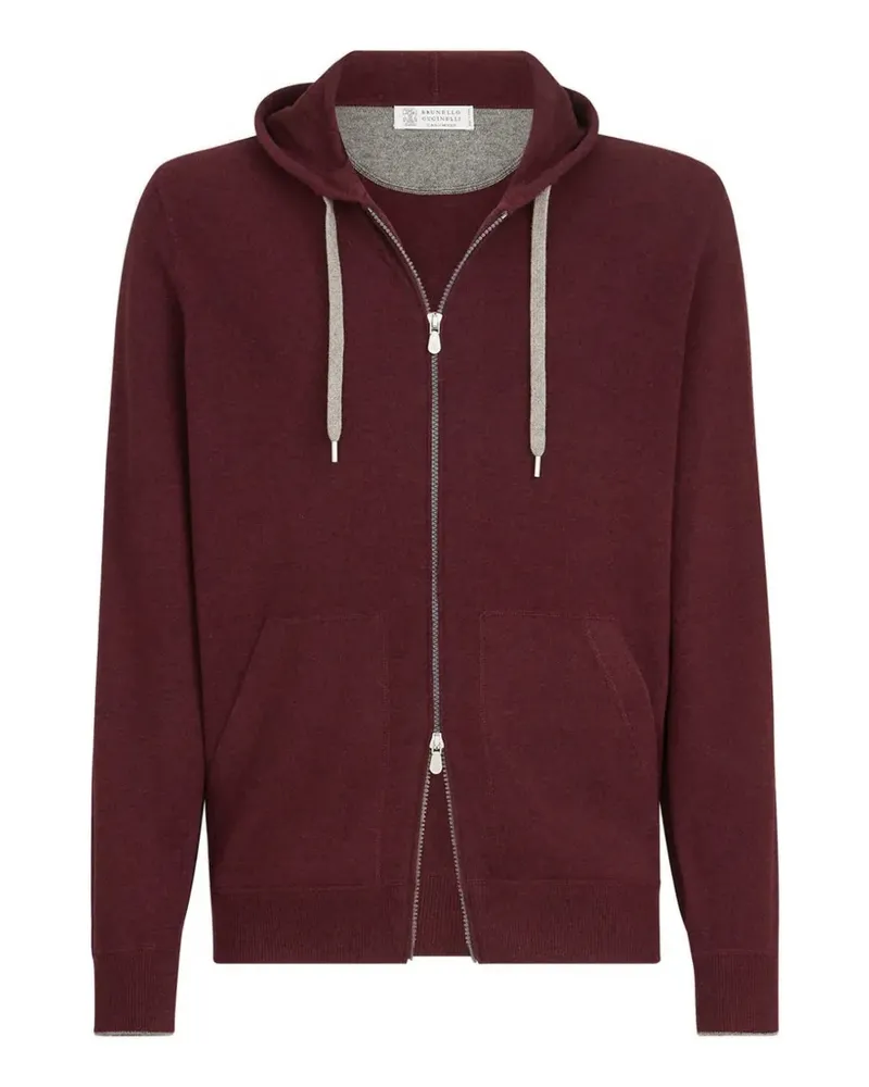 Brunello Cucinelli Hoodie aus Kaschmir mit Reißverschluss - Rot Rot