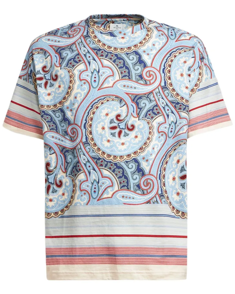 Etro T-Shirt mit Paisleymuster - Blau Blau