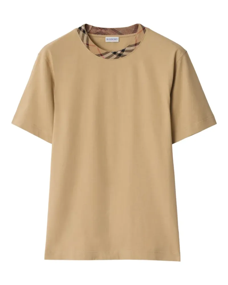 Burberry T-Shirt mit Check-Besatz - Nude Nude