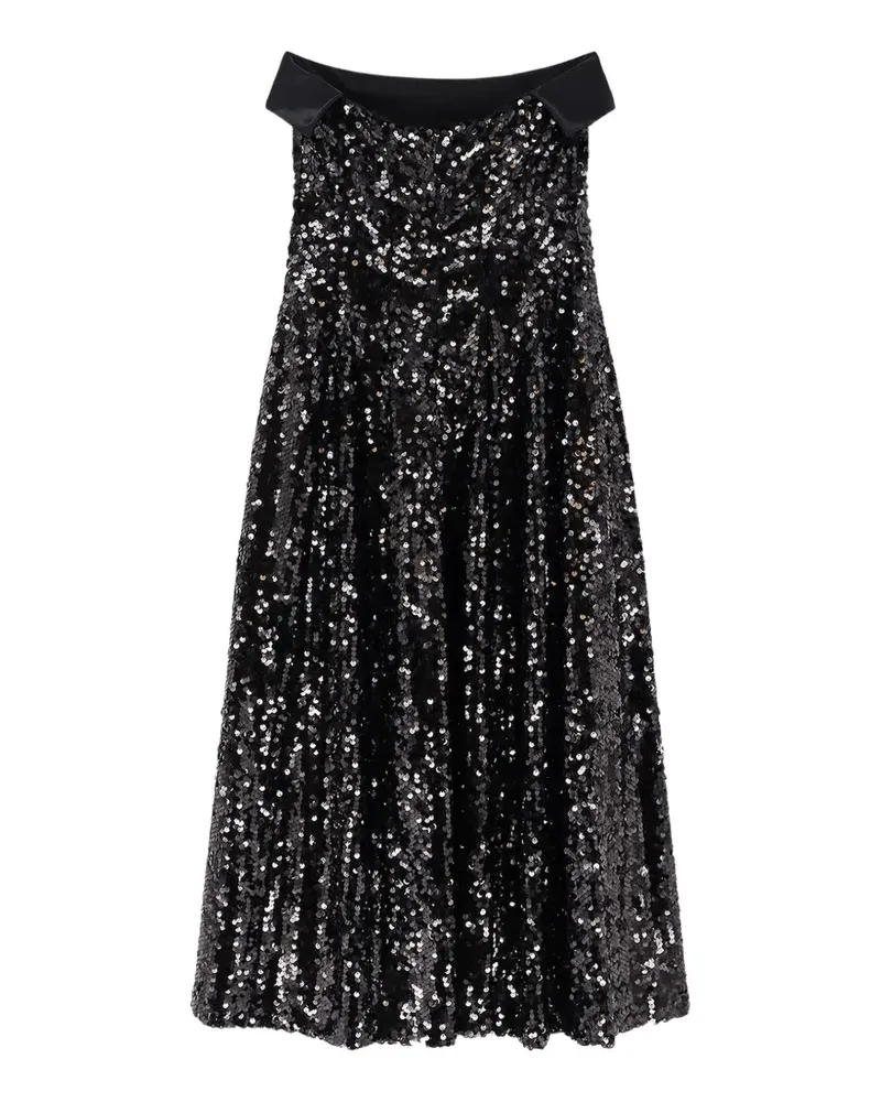 Alberta Ferretti A-Linien-Kleid mit Pailletten - Schwarz Schwarz