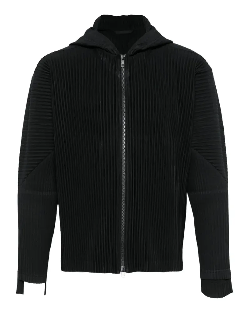 Issey Miyake Kapuzenjacke mit Falten - Schwarz Schwarz