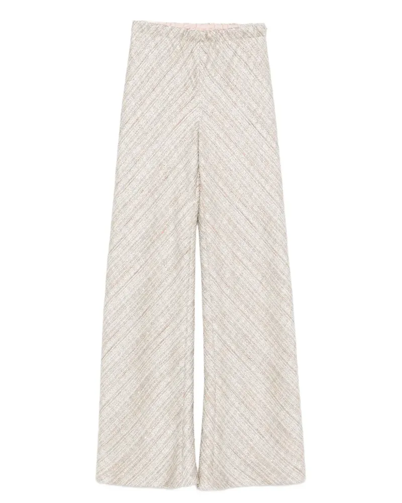 forte_forte Gestreifte Hose - Nude Nude