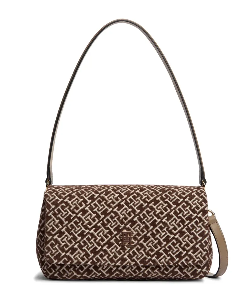 Tommy Hilfiger Schultertasche mit Monogrammmuster - Braun Braun