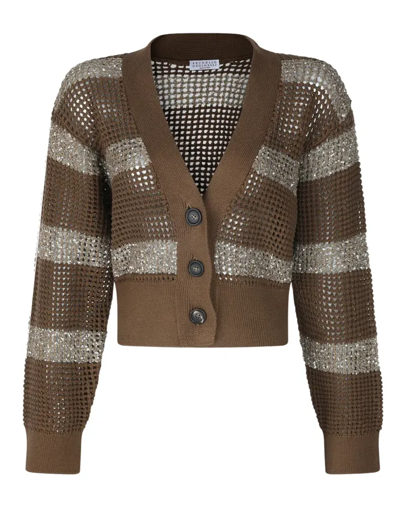 Brunello Cucinelli sequin-embellished striped cardigan - Braun Braun