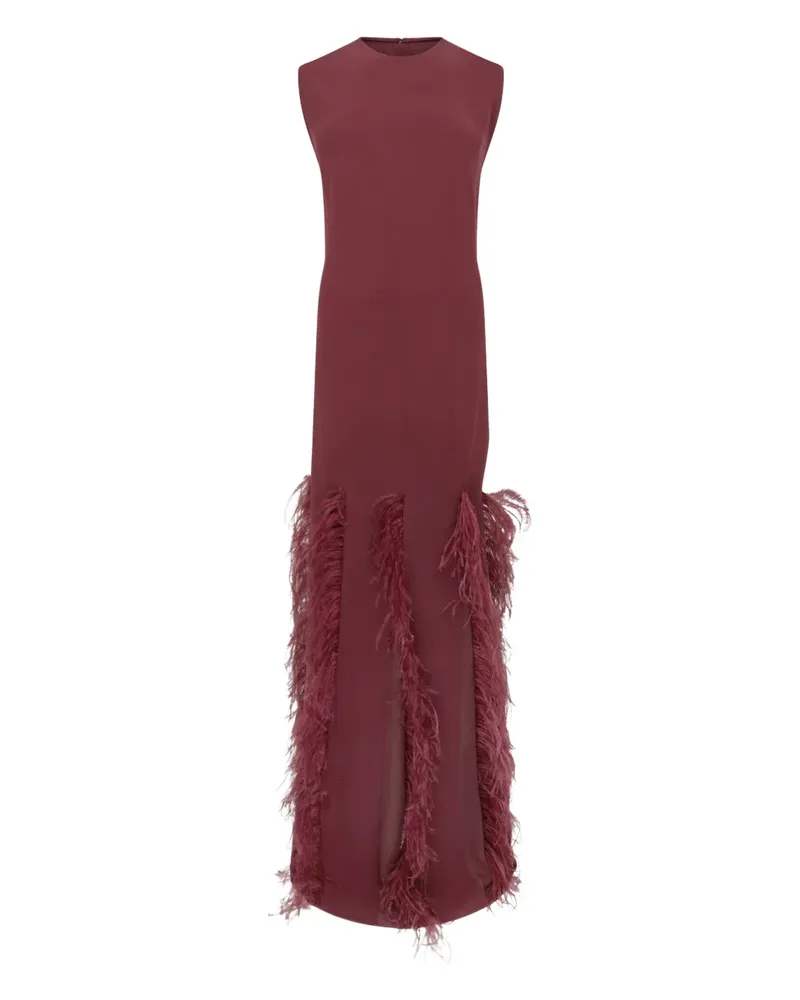 16ARLINGTON Lett Maxikleid mit Federbesatz - Rot Rot