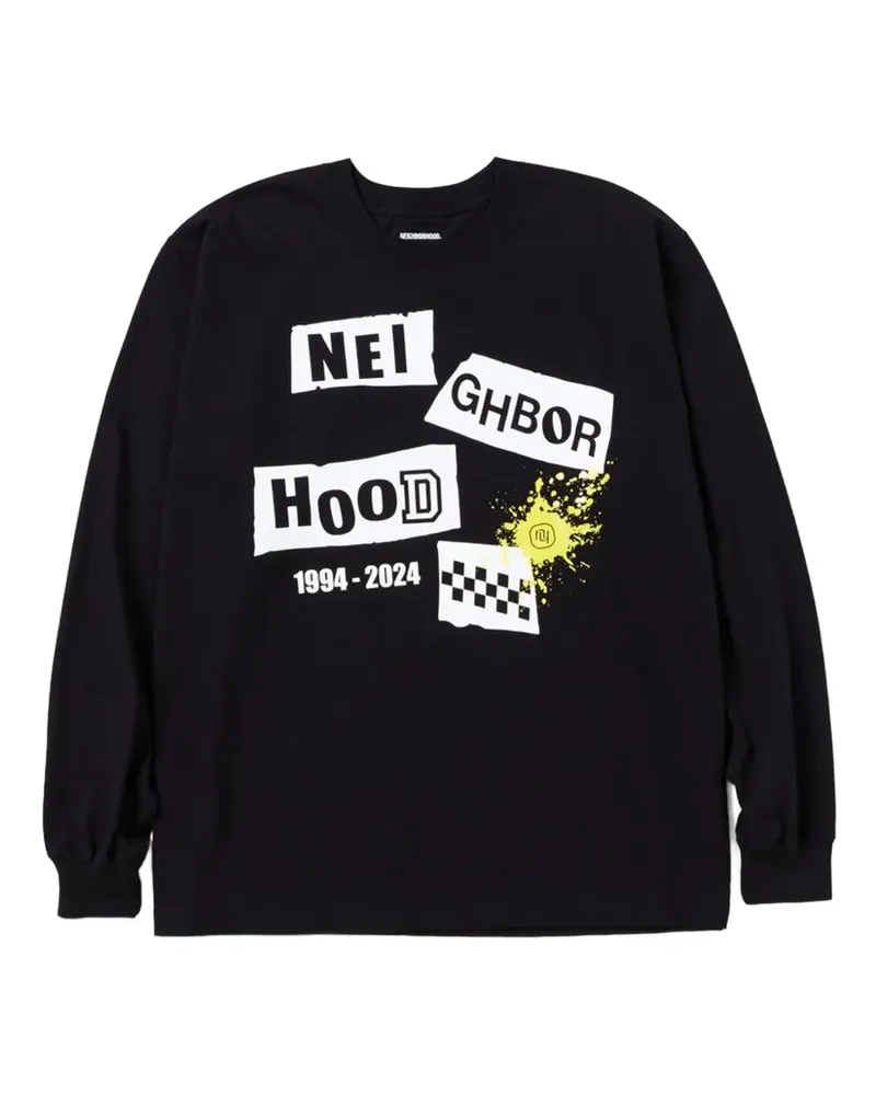 Neighborhood Langarmshirt mit grafischem Print - Schwarz Schwarz